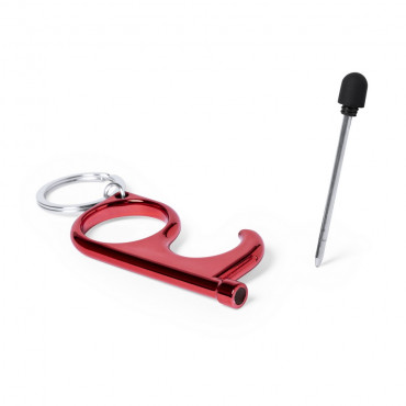 Czerwony brelok z grawerem do bezdotykowego otwierania drzwi 