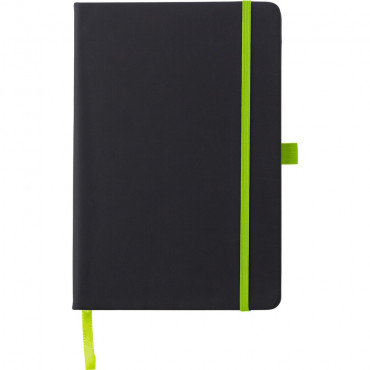 Firmowy notes do nadruku logo formatu A5 z zieloną gumką