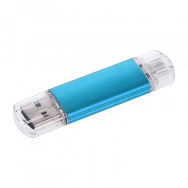 Turkusowy pendrive reklamowy. Możliwy jest grawer logo(biały)